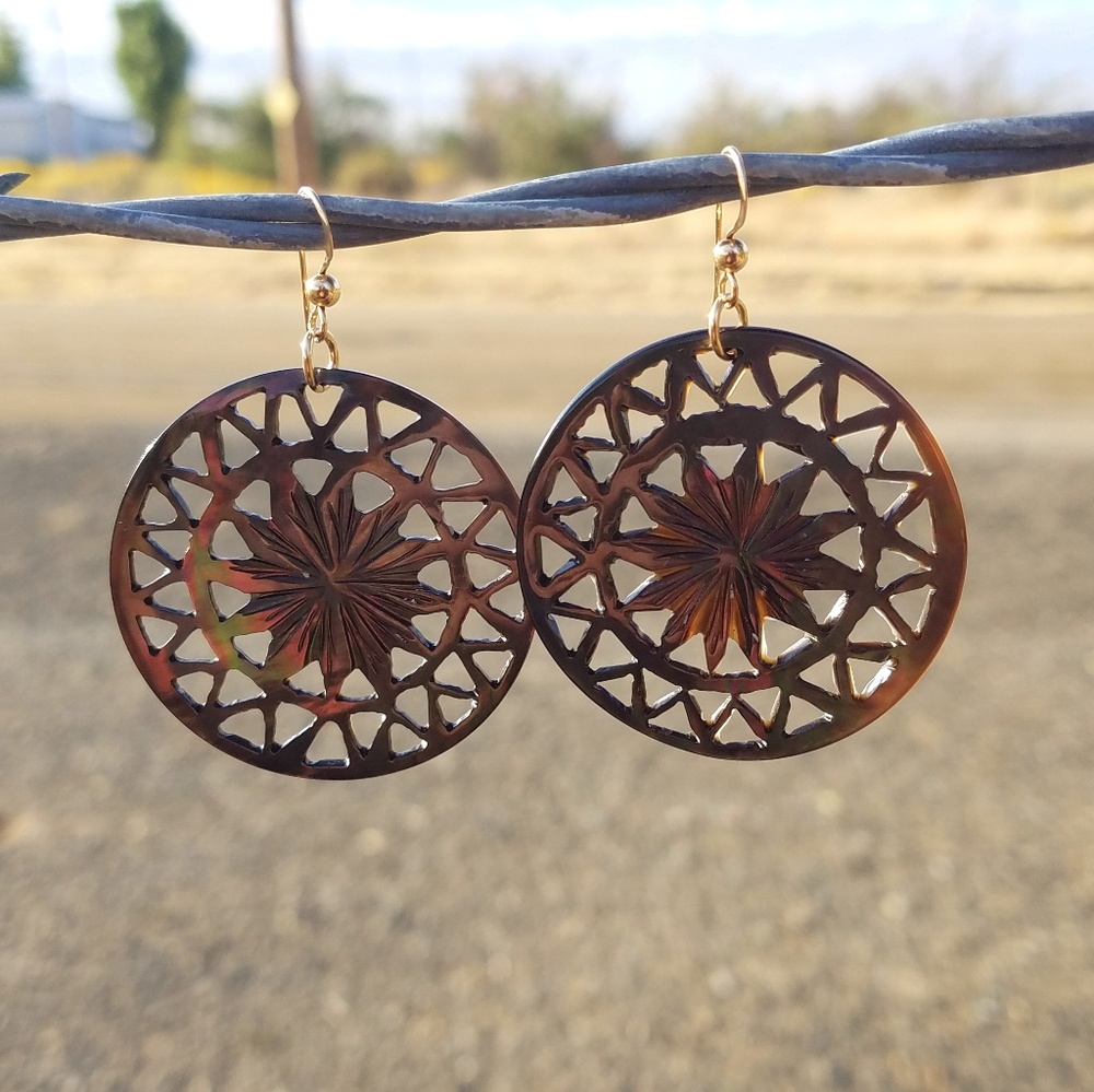 Carved Mother Pearl Earrings